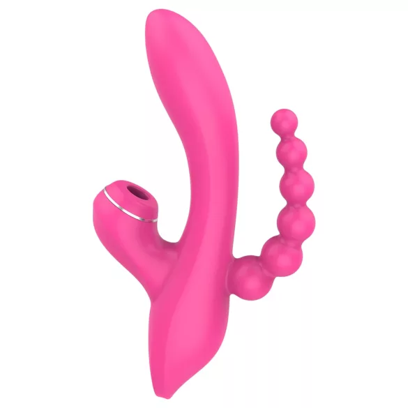 Erospace Sweet Play - G‑punktvibrator med analsond och sugfunktion (rosa)