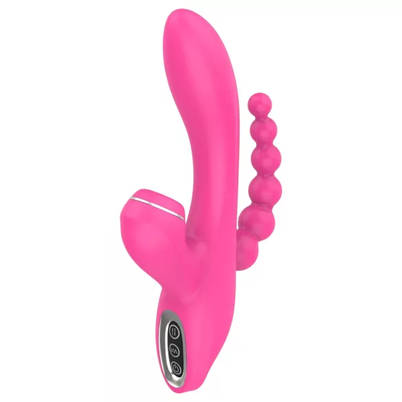 Erospace Sweet Play - G‑punktvibrator med analsond och sugfunktion (rosa)