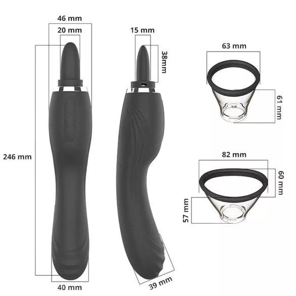 Erospace Sweet Play - 2-i-1 klitorisstimulator med tunga och sug (svart)