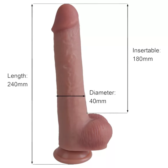 Erospace Natural Play - silikon-dildo 24 cm (hudfärgad)