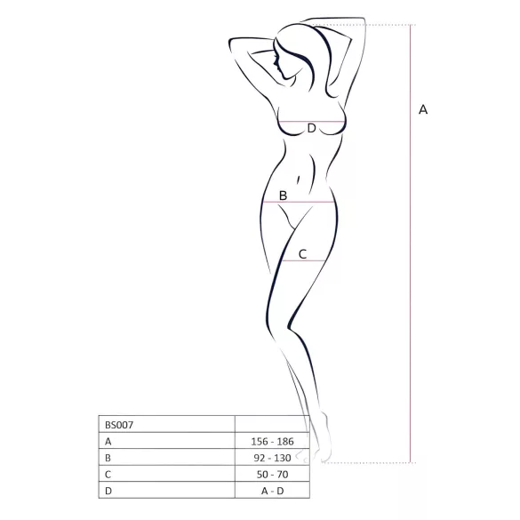 Passion BS007 - nätbody med mönster - svart - S-L