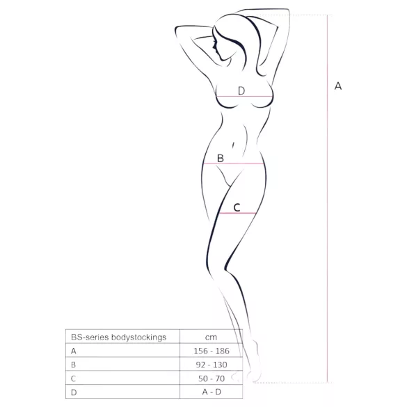 Passion BS077 - långärmad nätbody - svart - S-L