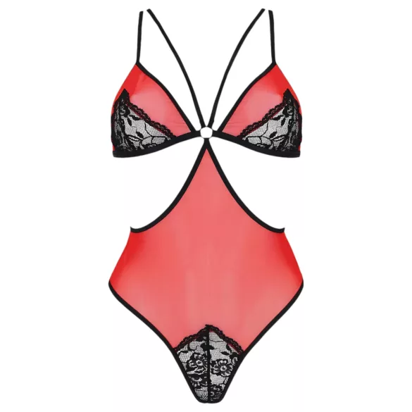 Passion Peonia - body med sidoutsnitt (röd) - L/XL