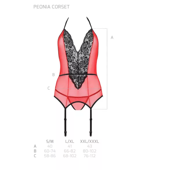 Passion Peonia - bh och stringtrosor - röd - set