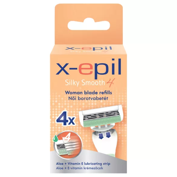 X-Epil Silky Smooth - rakhyvel för kvinnor - 4-bladig - 4-pack