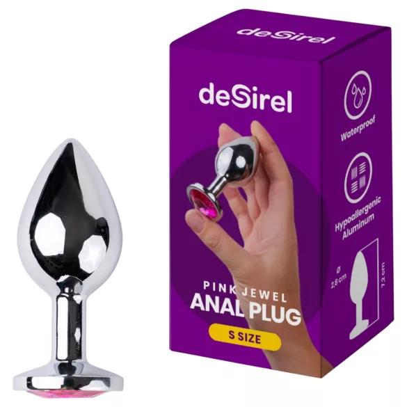 Desirel - analplugg med juvel - liten - silver/rosa