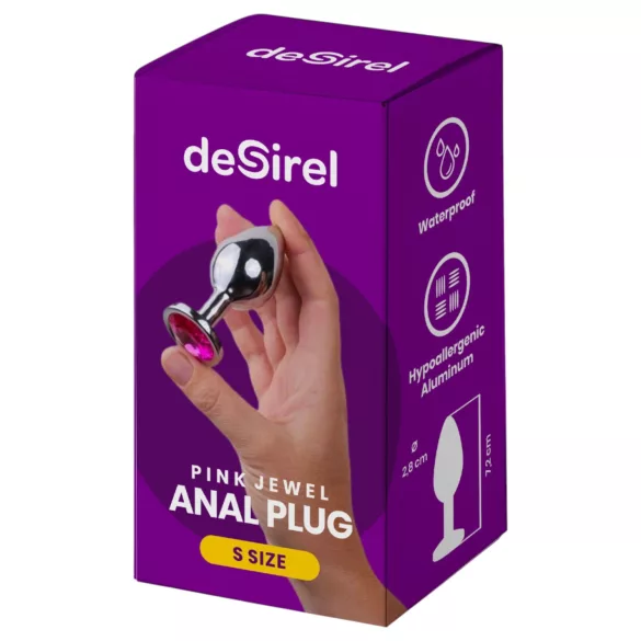 Desirel - analplugg med juvel - liten - silver/rosa