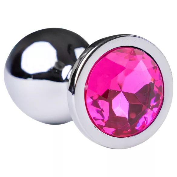 Desirel - analplugg - rosa ädelsten - silver/rosa - M