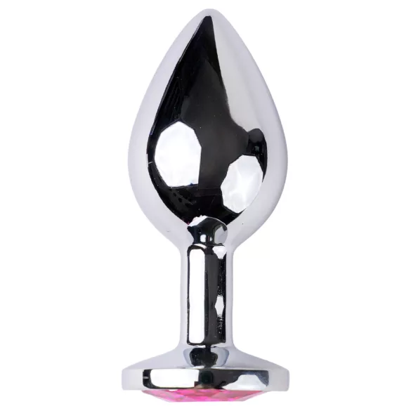 Desirel - analplugg - rosa ädelsten - silver/rosa - M