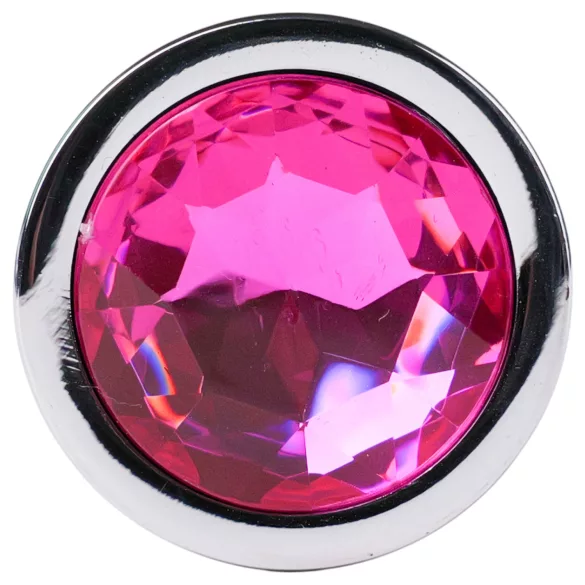Desirel - analplugg - rosa ädelsten - silver/rosa - M
