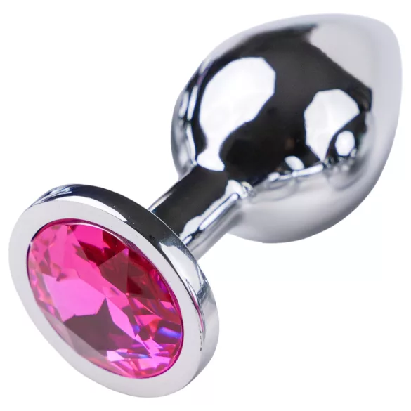 Desirel - analplugg - rosa ädelsten - silver/rosa - M