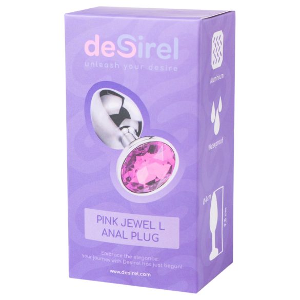 Desirel - analplugg med rosa juvel - silver/rosa - stor