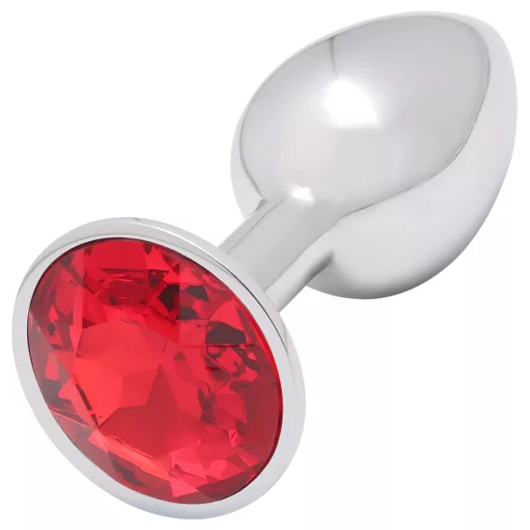 Sunfo - analplugg metall röd sten silver