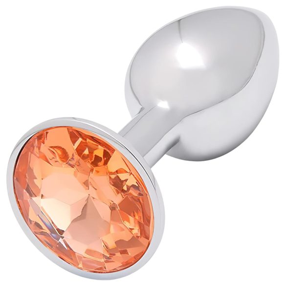 Sunfo - metall analplugg med guldfärgad sten (silver)