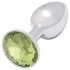 Sunfo - metall analplugg med limefärgad sten (silver)