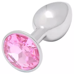 Sunfo - analplugg metall med rosa sten - silver