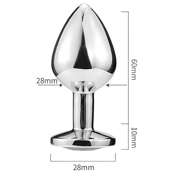 Sunfo - metall analplugg hjärtformad med guldsten silver