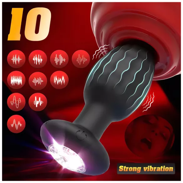 Desirel - Vibrerande analplugg med färgskiftande LED-ljus - appstyrd, 10 vibrationslägen (svart)