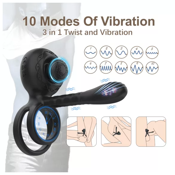 Biu-Biu - penisring och parvibrator - svart