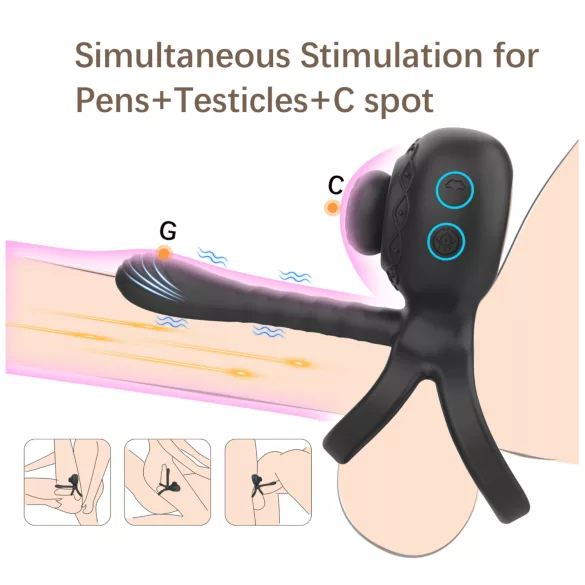 Biu-Biu - penisring och parvibrator - svart