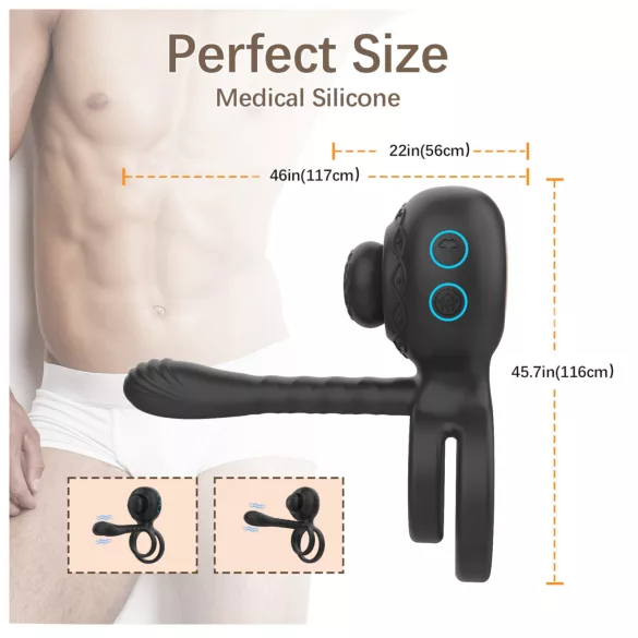 Biu-Biu - penisring och parvibrator - svart