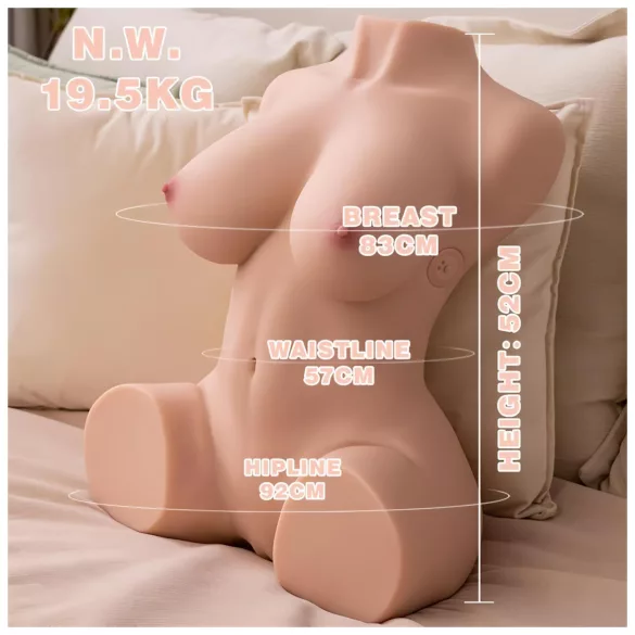XISE Dania - masturbator torso med stötfunktion - naturfärg