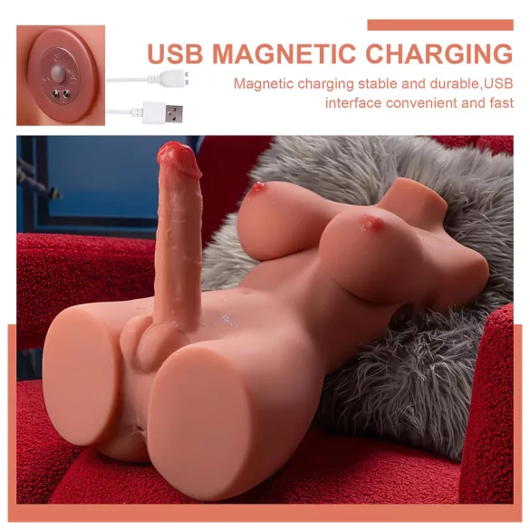 XISE - sexdocka torso med vibrator och stötfunktion - realistisk