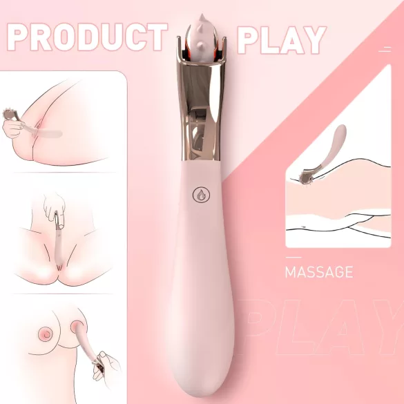 Sex HD - uppladdningsbar vibrator med prickhjul - vattentät silikon rosa