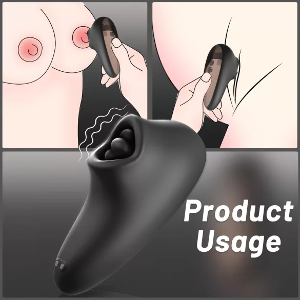 Sex HD Mirror - vibrator med värme och slickfunktion - svart