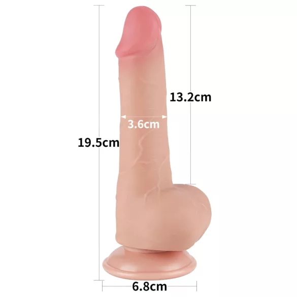 Sliding-Skin - tvålagrad dildo med sugkopp - 19,5 cm (naturell)
