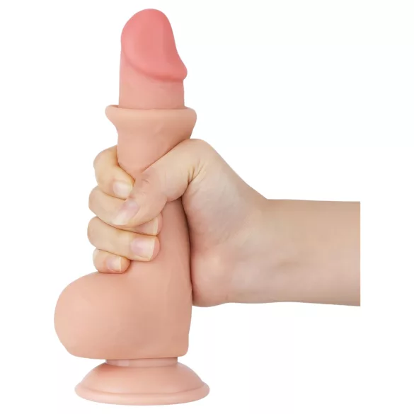 Sliding-Skin - tvålagrad dildo med sugkopp - 19,5 cm (naturell)