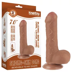 Lovetoy - dildo med pung - dubbel lager - 18,3cm - natur