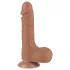 Lovetoy - dildo med pung - realistisk tvålagers hud - mörk natur - 19,5 cm