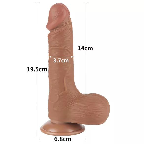 Lovetoy - dildo med pung - realistisk tvålagers hud - mörk natur - 19,5 cm