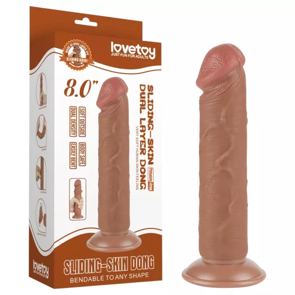 Lovetoy Sliding-Skin - dildo med sugkopp - dubbel lager - 20cm natur