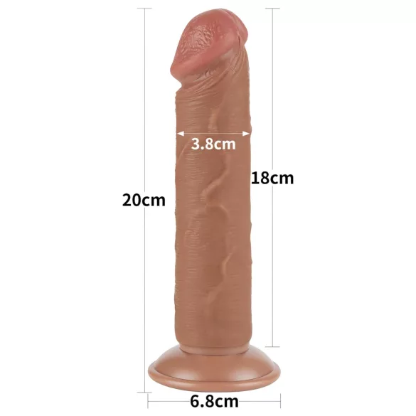 Lovetoy Sliding-Skin - dildo med sugkopp - dubbel lager - 20cm natur