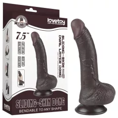   Lovetoy Sliding-Skin - dildo med sugkopp - dubbelskikt - 19,5cm brun