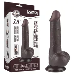 Lovetoy - dildo med pung - dubbel lager - brun - 19,5 cm