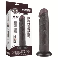   Lovetoy Sliding-Skin - dildo med sugkopp - dubbel lager - 20cm brun