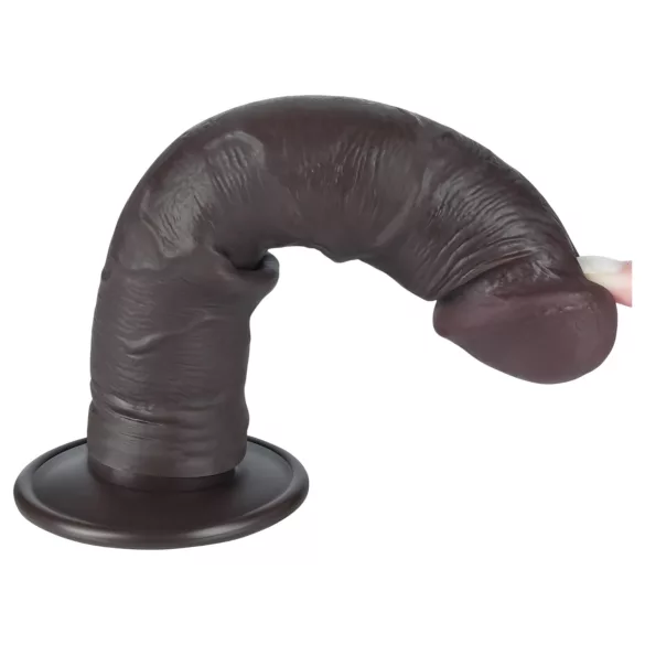 Lovetoy Sliding-Skin - dildo med sugkopp - dubbel lager - 20cm brun