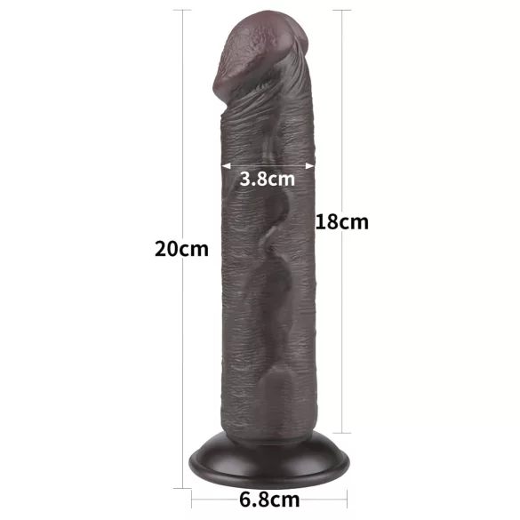 Lovetoy Sliding-Skin - dildo med sugkopp - dubbel lager - 20cm brun