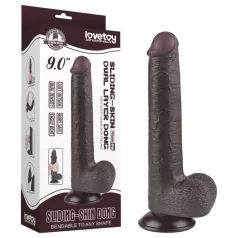 Sliding-Skin - tvålagrad dildo med sugkopp - 20,8 cm (brun)