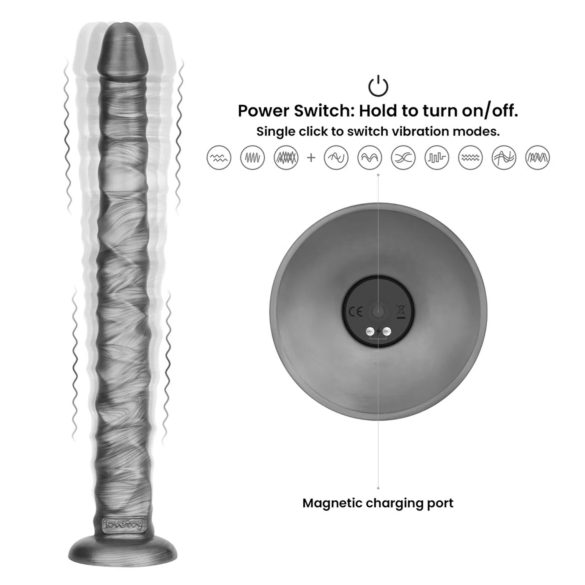 Lovetoy King Sized - stor vibrator - 40,5 cm - grå
