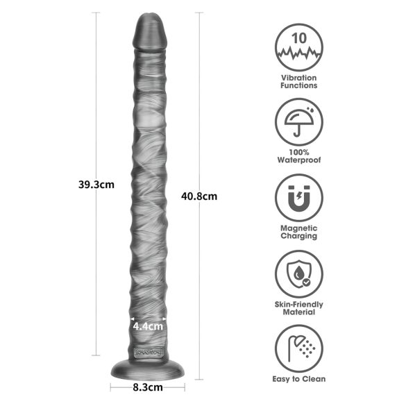 Lovetoy King Sized - stor vibrator - 40,5 cm - grå