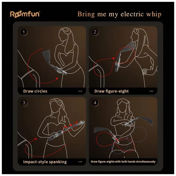Roomfun - elektrisk chockpiska (svart)