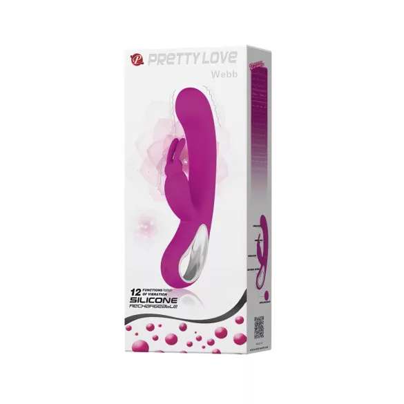 Pretty Love Webb - rabbitvibrator med klitorisstimulans - silikon rosa