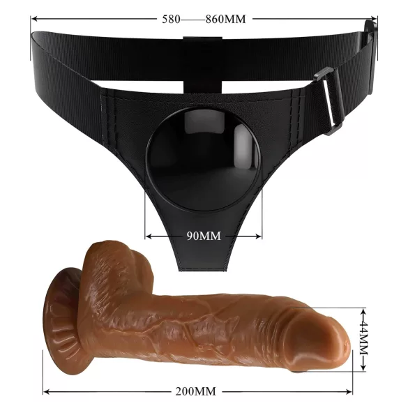 Pretty Love - strap-on sele - med dildo 17 cm - svart