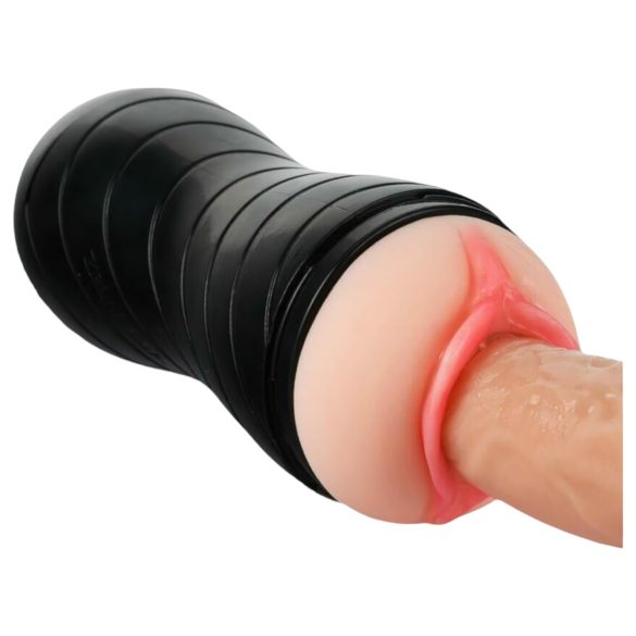 Vibeconnect - Naturtrogen Oral och Vaginal Masturbator (beige-svart)