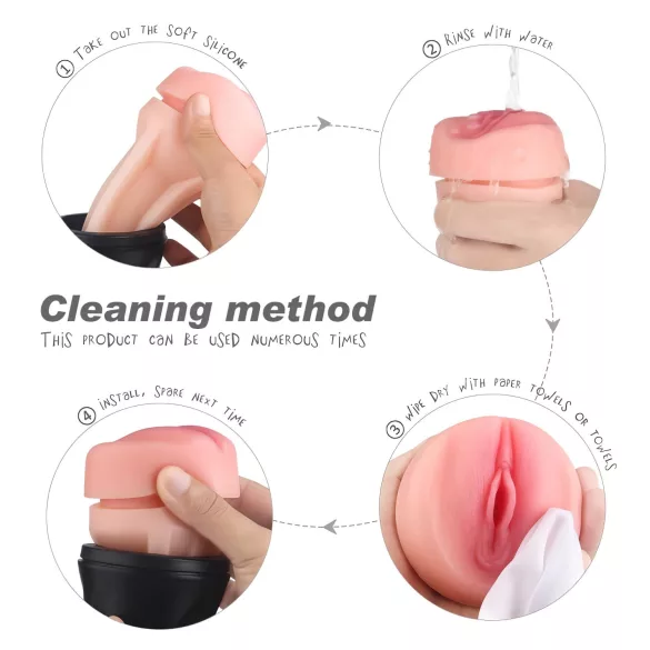 Sex HD Marcus - realistisk konstgjord vagina i hylsa (svart/naturfärgad)