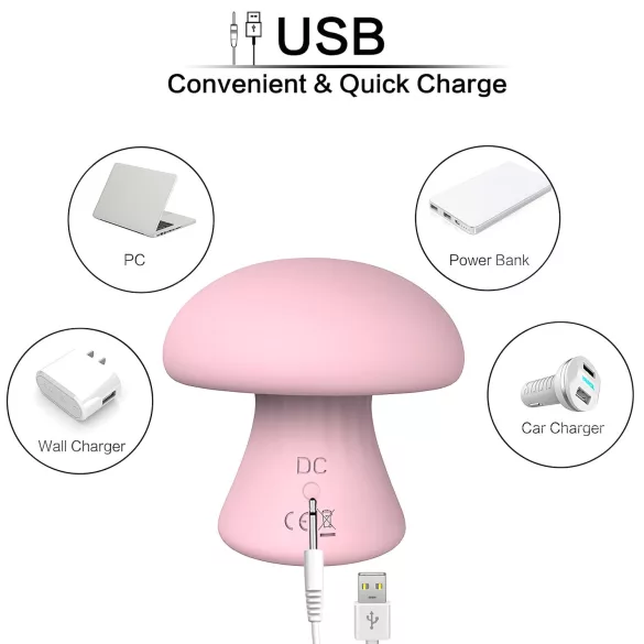 Magic Mushroom - uppladdningsbar vibrator (rosa)